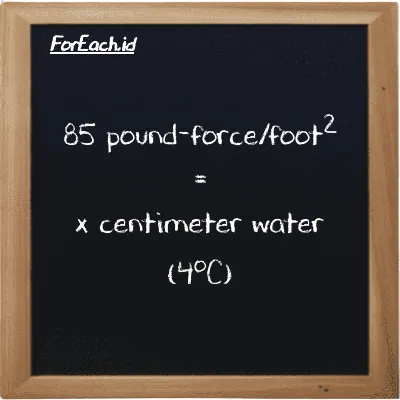 Example pound-force/foot<sup>2</sup> to centimeter water (4<sup>o</sup>C) conversion (85 lbf/ft<sup>2</sup> to cmH2O)